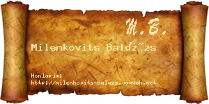Milenkovits Balázs névjegykártya